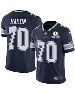 Men's Dallas Cowboys #70 Zack Martin Navy With Established In 1960 Patch Limited Stitched Jersey