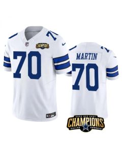 Men's Dallas Cowboys #70 Zack Martin White 2023 F.U.S.E. NFC East Champions Patch Stitched Football Jersey