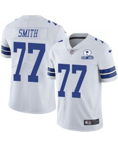 Men's Dallas Cowboys #77 Tyron Smith White With Established In 1960 Patch Limited Stitched Jersey