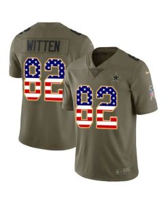 Men's Dallas Cowboys #82 Jason Witten 2017 Salute to Service Olive USA Flag Stitched NFL Limited Jersey
