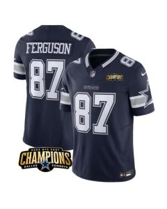 Men's Dallas Cowboys #87 Jake Ferguson Navy 2023 F.U.S.E. NFC East Champions Patch Stitched Football Jersey