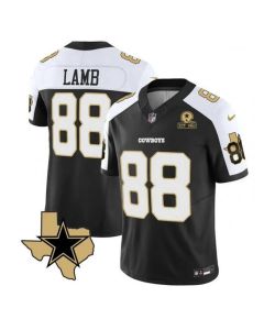 Men's Dallas Cowboys #88 CeeDee Lamb 2023 F.U.S.E. Black/White With Established In 1960 Patch Stitched Football Jersey