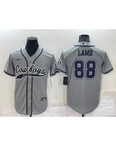Men's Dallas Cowboys #88 CeeDee Lamb Grey Cool Base Stitched Baseball Jersey