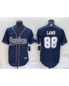 Men's Dallas Cowboys #88 CeeDee Lamb Navy Cool Base Stitched Baseball Jersey