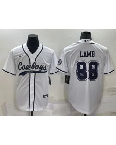 Men's Dallas Cowboys #88 CeeDee Lamb White Cool Base Stitched Baseball Jersey