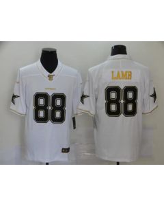Men's Dallas Cowboys #88 CeeDee Lamb White Golden 100th Season Stitched Jersey