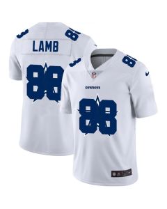 Men's Dallas Cowboys #88 CeeDee Lamb White Shadow Logo Limited Stitched Jersey