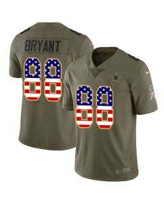 Men's Dallas Cowboys #88 Dez Bryant 2017 Salute to Service Olive USA Flag Stitched NFL Limited Jersey