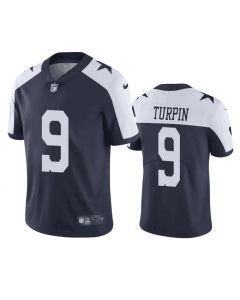Men's Dallas Cowboys #9 KaVontae Turpin Navy/White Thanksgiving Vapor Limited Stitched Football Jersey