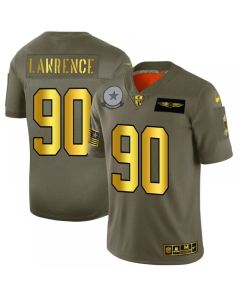 Men's Dallas Cowboys #90 Demarcus Lawrence 2019 Olive/Gold Salute To Service Limited Stitched NFL Jersey