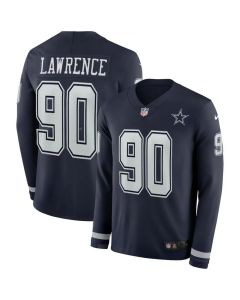 Men's Dallas Cowboys #90 Demarcus Lawrence Navy Therma Long Sleeve Stitched NFL Jersey