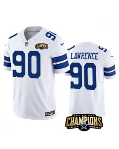 Men's Dallas Cowboys #90 DeMarcus Lawrence White 2023 F.U.S.E. NFC East Champions Patch Stitched Football Jersey