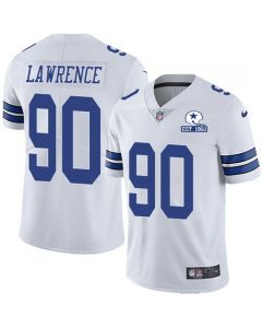 Men's Dallas Cowboys #90 Demarcus Lawrence White With Established In 1960 Patch Limited Stitched Jersey