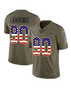 Men's Dallas Cowboys #90 Demarcus Lawrence 2017 Salute to Service Olive USA Flag Stitched NFL Limited Jersey