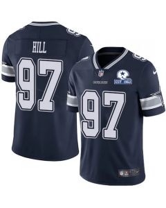 Men's Dallas Cowboys #97 Trysten Hill Navy With Established In 1960 Patch Limited Stitched Jersey