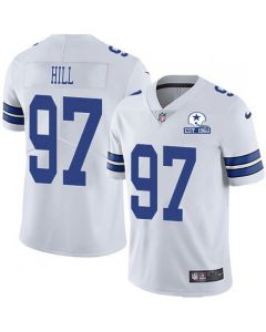 Men's Dallas Cowboys #97 Trysten Hill White With Established In 1960 Patch Limited Stitched Jersey