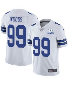 Men's Dallas Cowboys #99 Antwaun Woods White With Established In 1960 Patch Limited Stitched Jersey