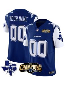 Men's Dallas Cowboys Active Player Custom Blue/White 2023 F.U.S.E. NFC East Champions Patch Stitched Football Jersey