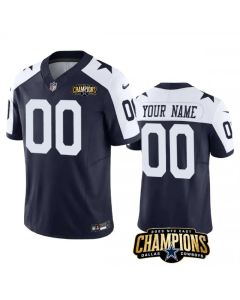 Men's Dallas Cowboys Active Player Custom Nay/White 2023 F.U.S.E. NFC East Champions Patch Stitched Football Jersey