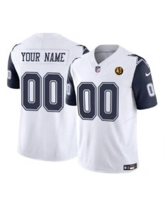 Men's Dallas Cowboys Active Player Custom White 2023 F.U.S.E. With John Madden Patch Vapor Limited Stitched Football Jersey (White)