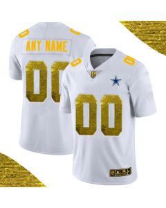 Men's Dallas Cowboys ACTIVE PLAYER White Custom Gold Fashion Edition Limited Stitched Jersey
