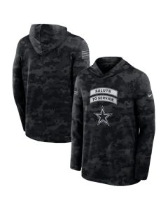 Men's Dallas Cowboys Black 2026 Salute to Service Sideline Lightweight HoodieDri-FIT Long Sleeve Top