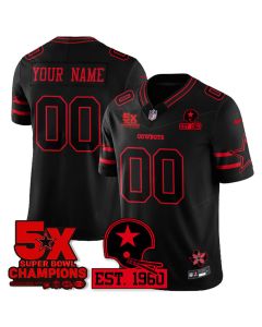 Men's Dallas Cowboys Black 2026 Stranger Things 5x Bowl Champions Est 1960 Patch Vapor F.U.S.E. Limited Custom Jersey