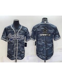 Men's Dallas Cowboys Blank Grey Camo Team Big Logo With Patch Cool Base Stitched Baseball Jersey
