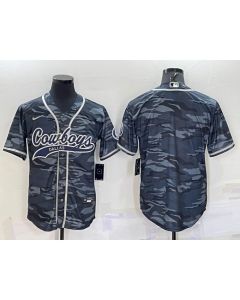 Men's Dallas Cowboys Blank Grey Camo With Patch Cool Base Stitched Baseball Jersey