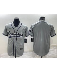 Men's Dallas Cowboys Blank Grey Cool Base Stitched Baseball Jersey