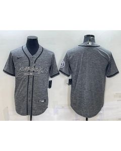 Men's Dallas Cowboys Blank Grey With Patch Cool Base Stitched Baseball Jersey (Grey)