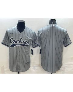 Men's Dallas Cowboys Blank Grey With Patch Cool Base Stitched Baseball Jersey
