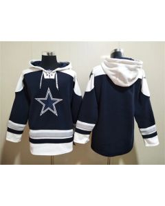 Men's Dallas Cowboys Blank Navy Ageless Must-Have Lace-Up Pullover Hoodie