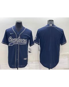 Men's Dallas Cowboys Blank Navy Cool Base Stitched Baseball Jersey