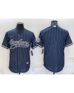 Men's Dallas Cowboys Blank Navy With Patch Cool Base Stitched Baseball Jersey