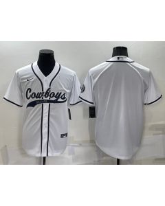 Men's Dallas Cowboys Blank White Cool Base Stitched Baseball Jersey