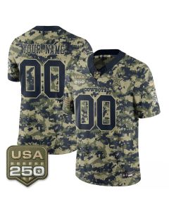 Men's Dallas Cowboys Camo 2026 Salute to Service Vapor F.U.S.E. Limited Custom Jersey (Style 7)