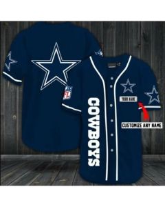 Men's Dallas Cowboys Customized Navy Baseball Jersey