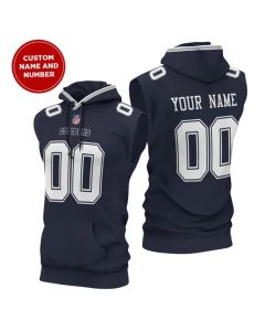 Men's Dallas Cowboys Customized Navy Limited Edition Sleeveless Hoodie