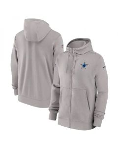 Men's Dallas Cowboys Grey Sideline Club Performance Full-Zip Hoodie