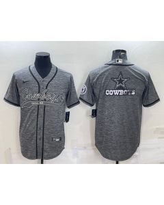 Men's Dallas Cowboys Grey Team Big Logo With Patch Cool Base Stitched Baseball Jersey