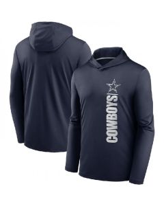 Men's Dallas Cowboys Navy Fan Gear Team Stack Hoodie Performance Long Sleeve T-Shirt