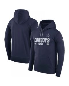 Men's Dallas Cowboys Navy Sideline Team Name Performance Pullover Hoodie