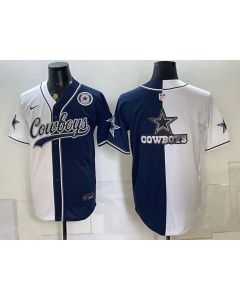 Men's Dallas Cowboys Navy Split Cool Base Stitched Baseball Jersey (Style 15)