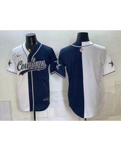 Men's Dallas Cowboys Navy Split Cool Base Stitched Baseball Jersey (Style 18)