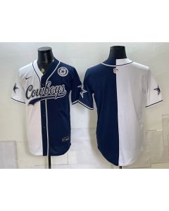 Men's Dallas Cowboys Navy Split Cool Base Stitched Baseball Jersey (Style 6)