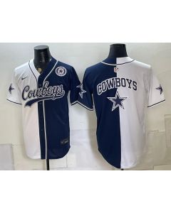 Men's Dallas Cowboys Navy Split Cool Base Stitched Baseball Jersey (Style 9)