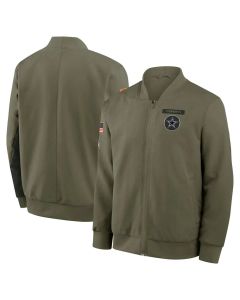Men's Dallas Cowboys Olive 2025 Salute to Service Sideline Full-Zip Bomber Jacket
