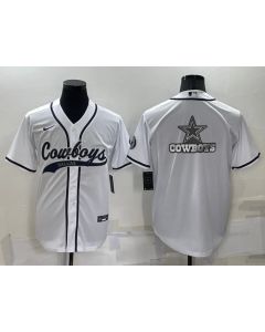 Men's Dallas Cowboys White Team Big Logo With Patch Cool Base Stitched Baseball Jersey