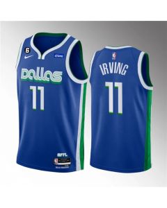 Men's Dallas Mavericks #11 Kyrie Irving Blue 2022/23 City Edition With NO.6 Patch Stitched Basketball Jersey
